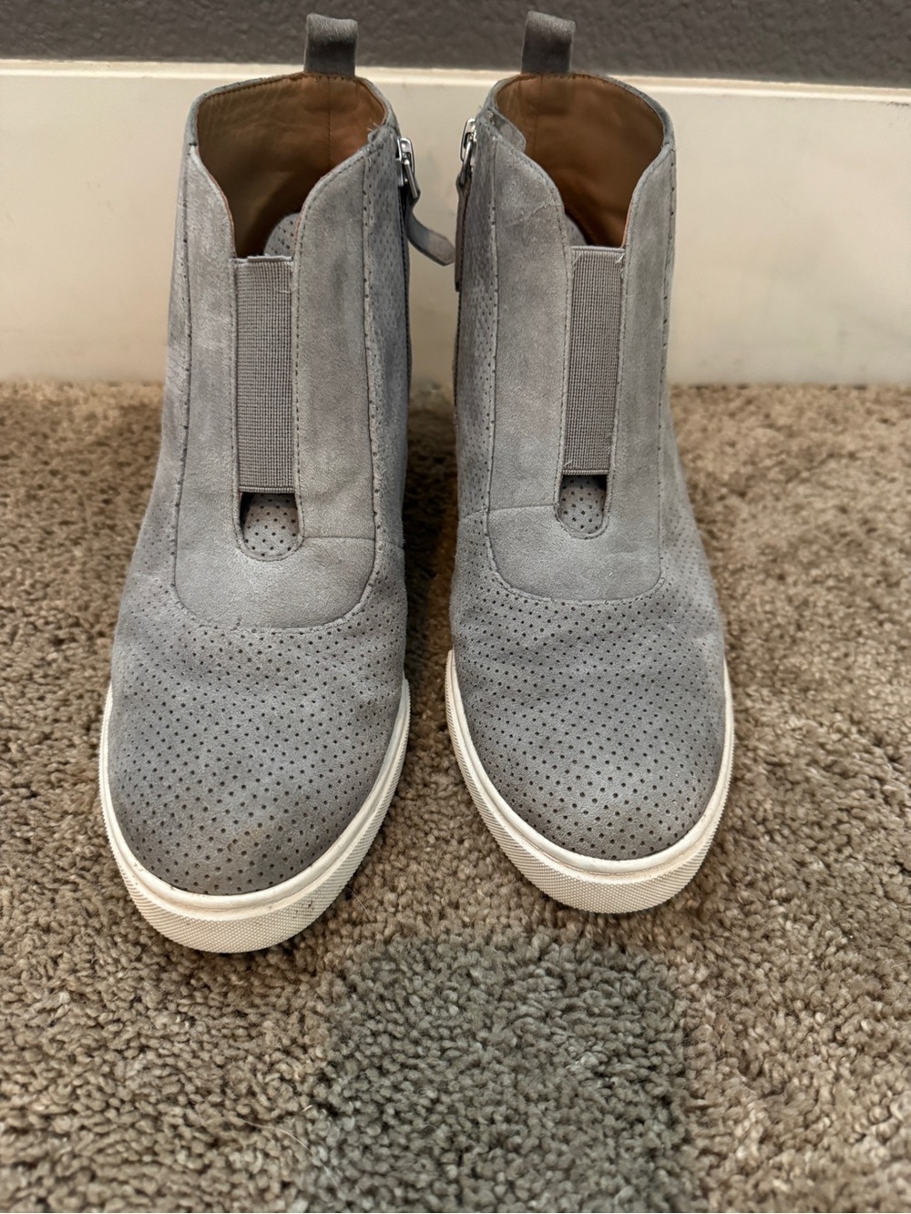 Paolo Gray Suede Wedge Sneakers